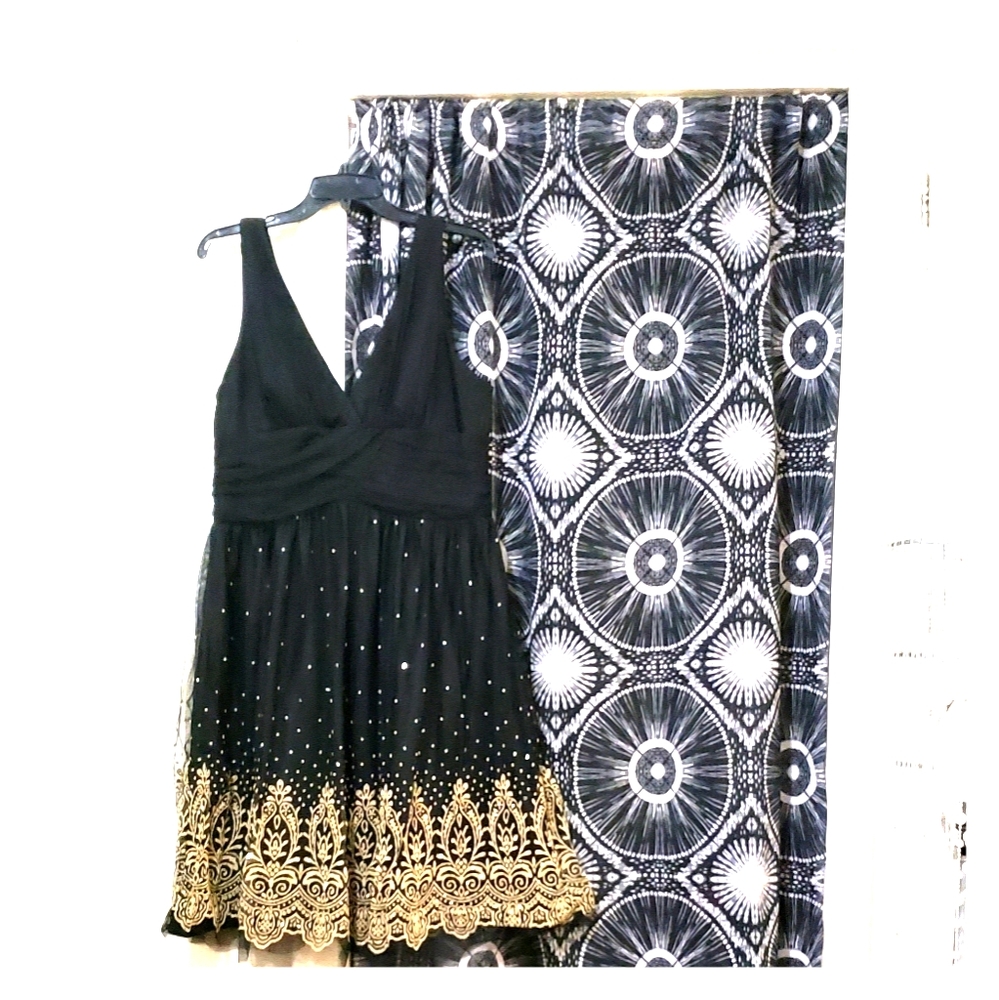 Metaphor Black & Gold Holiday party dress
